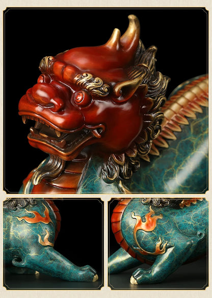 Large GOOD family home Shop thriving business money Exorcise evil spirits GOOD LUCK FENG SHUI brass dragon PI XIU Ornament