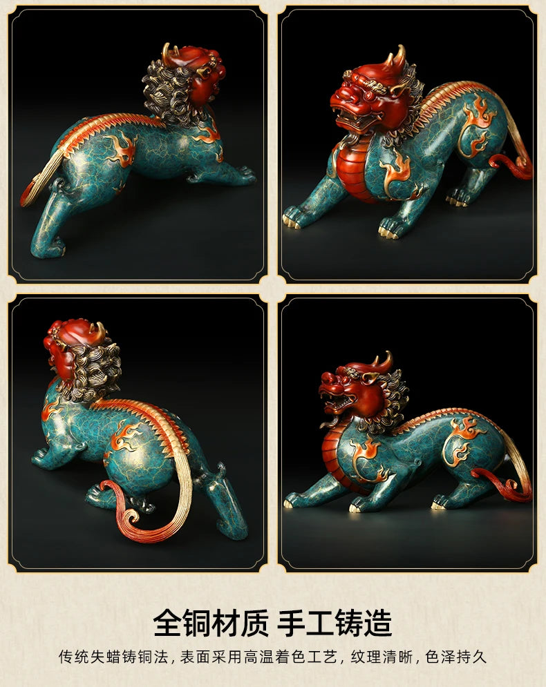 Large GOOD family home Shop thriving business money Exorcise evil spirits GOOD LUCK FENG SHUI brass dragon PI XIU Ornament