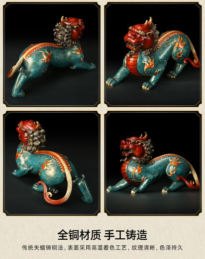 Large GOOD family home Shop thriving business money Exorcise evil spirits GOOD LUCK FENG SHUI brass dragon PI XIU Ornament