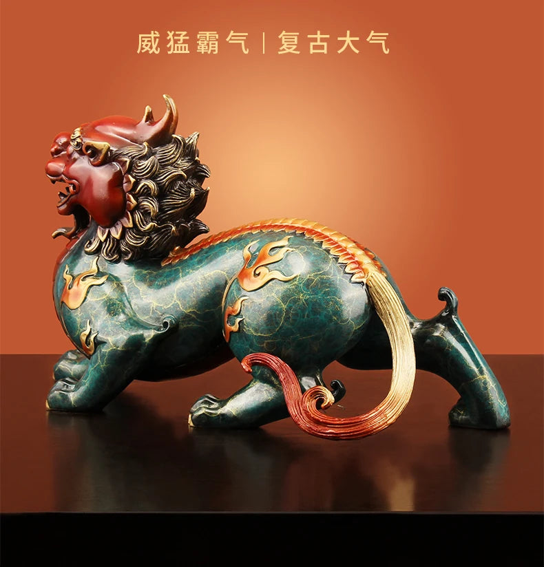 Large GOOD family home Shop thriving business money Exorcise evil spirits GOOD LUCK FENG SHUI brass dragon PI XIU Ornament