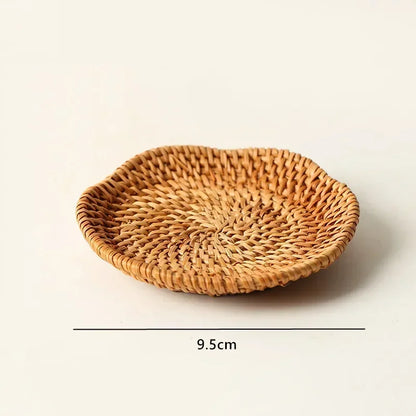 Large Garden Style Rattan Tea Mat Hand-woven Round Anti-hot Insulated Table Mat Placemat Traditional Tea Set Accessories