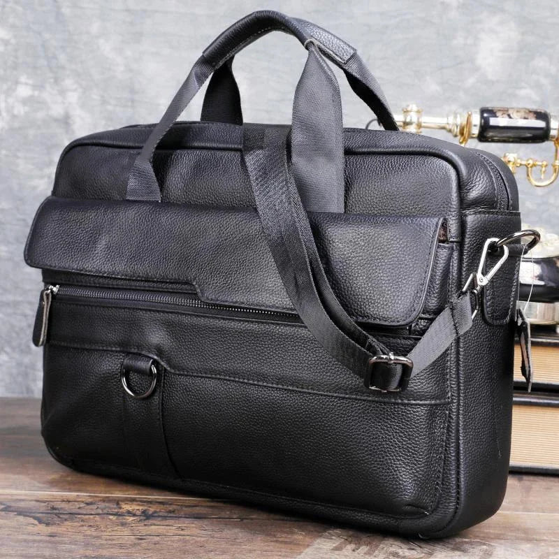 Large Genuine Handbag for Men Real Leather Briefcase Male Business Travel Laptop Men's Messenger Shoulder Bag