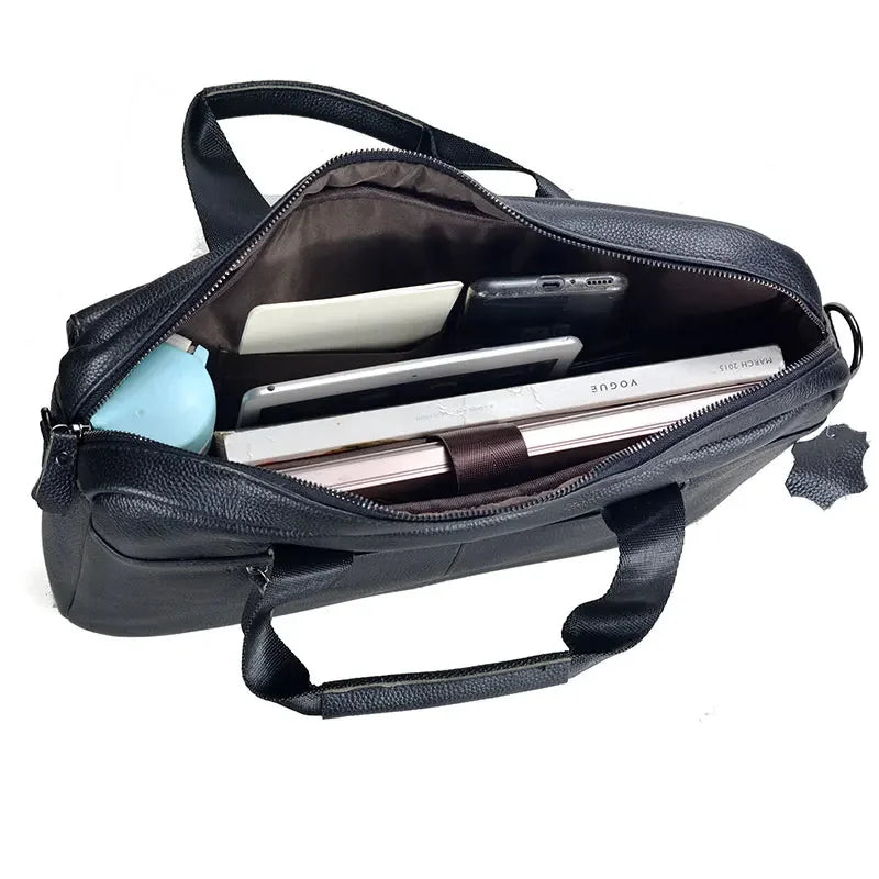 Large Genuine Handbag for Men Real Leather Briefcase Male Business Travel Laptop Men's Messenger Shoulder Bag