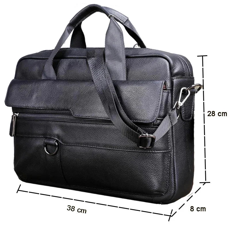Large Genuine Handbag for Men Real Leather Briefcase Male Business Travel Laptop Men's Messenger Shoulder Bag