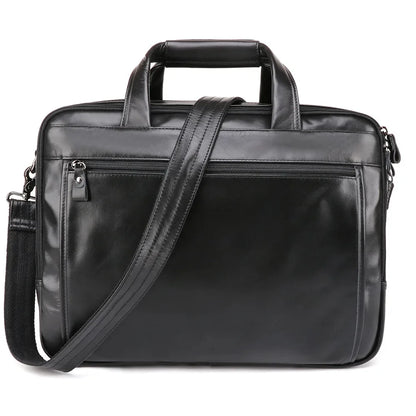 Large Genuine Leather Briefcase for Men A4 Office Handbag Men's Business Casual Travel Messenger Bag 15.6" Laptop Shoulder Bags