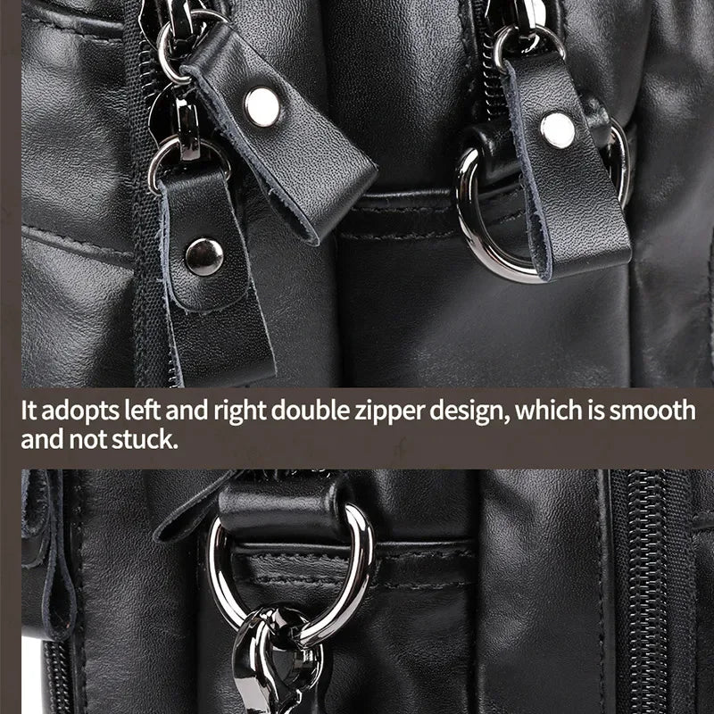Large Genuine Leather Briefcase for Men A4 Office Handbag Men's Business Casual Travel Messenger Bag 15.6" Laptop Shoulder Bags