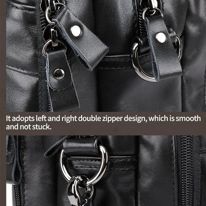 Large Genuine Leather Briefcase for Men A4 Office Handbag Men's Business Casual Travel Messenger Bag 15.6" Laptop Shoulder Bags