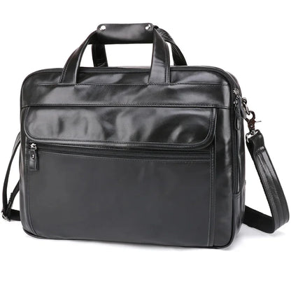 Large Genuine Leather Briefcase for Men A4 Office Handbag Men's Business Casual Travel Messenger Bag 15.6" Laptop Shoulder Bags