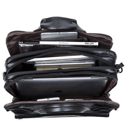 Large Genuine Leather Briefcase for Men A4 Office Handbag Men's Business Casual Travel Messenger Bag 15.6" Laptop Shoulder Bags
