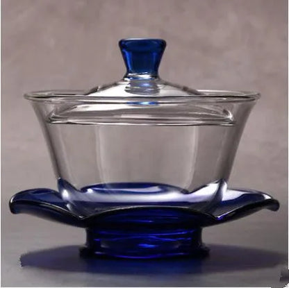 Large Glass Tea Cup and Tea Lid Set, Transparent Gaiwan, Chinese Teaset Sancai Tea Bowl, Single Thick Heat-Resistant Cover