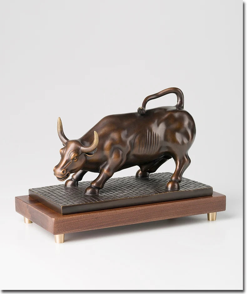Large Global Limited Edition thriving business Good luck Wall Street Charging Bull brass Sculpture home office Ornament gift