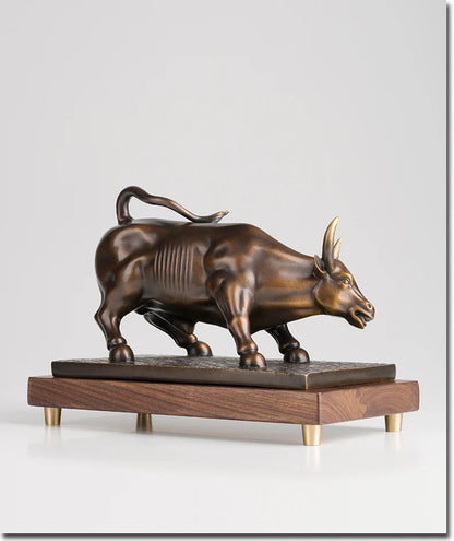 Large Global Limited Edition thriving business Good luck Wall Street Charging Bull brass Sculpture home office Ornament gift