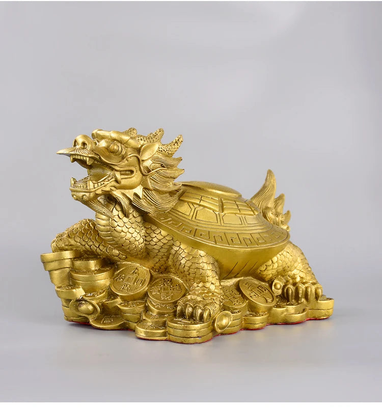 Large HOME Company SHOP store Efficacious Money Drawing thriving business Lucky ZHAO CAI dragon turtle FENG SHUI copper statue