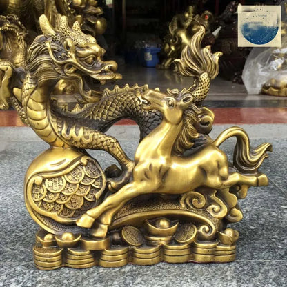 Large HOME SHOP Company Exorcise evil spirit bring wealth fortune money The vigor of dragon horse FENG SHUI statue talisman