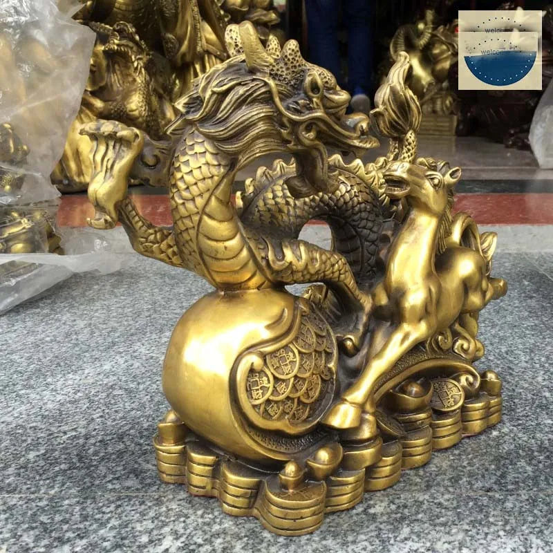 Large HOME SHOP Company Exorcise evil spirit bring wealth fortune money The vigor of dragon horse FENG SHUI statue talisman