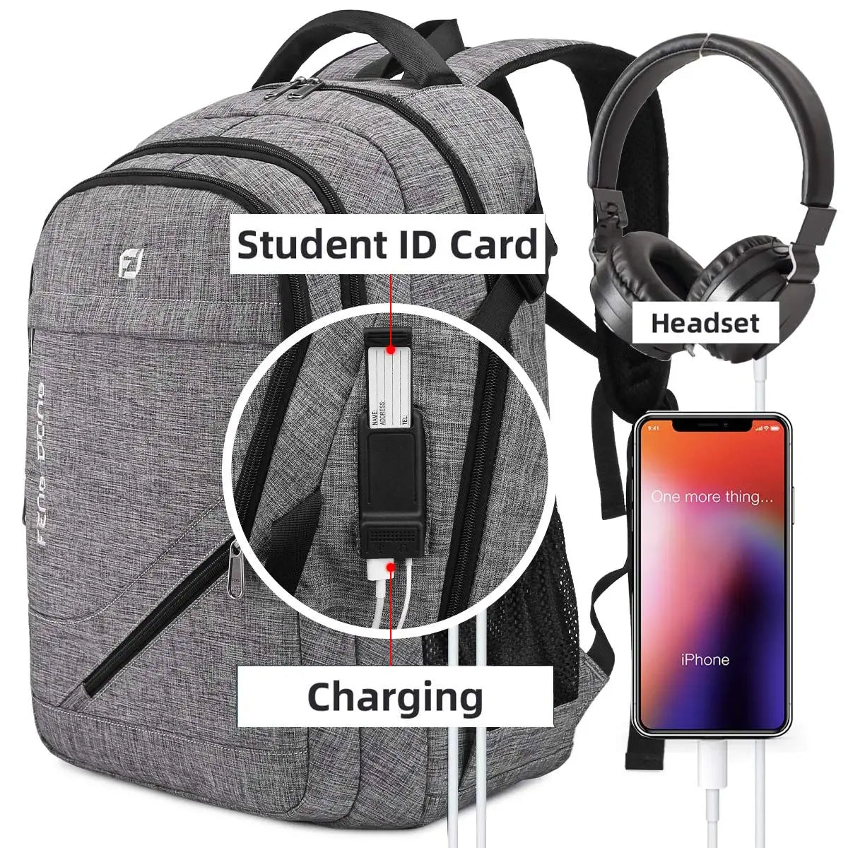 Large Laptop Backpack 17.3 inch Durable Waterproof Travel College Backpack Bookbag for Men & Women Business Backpack with USB Ch