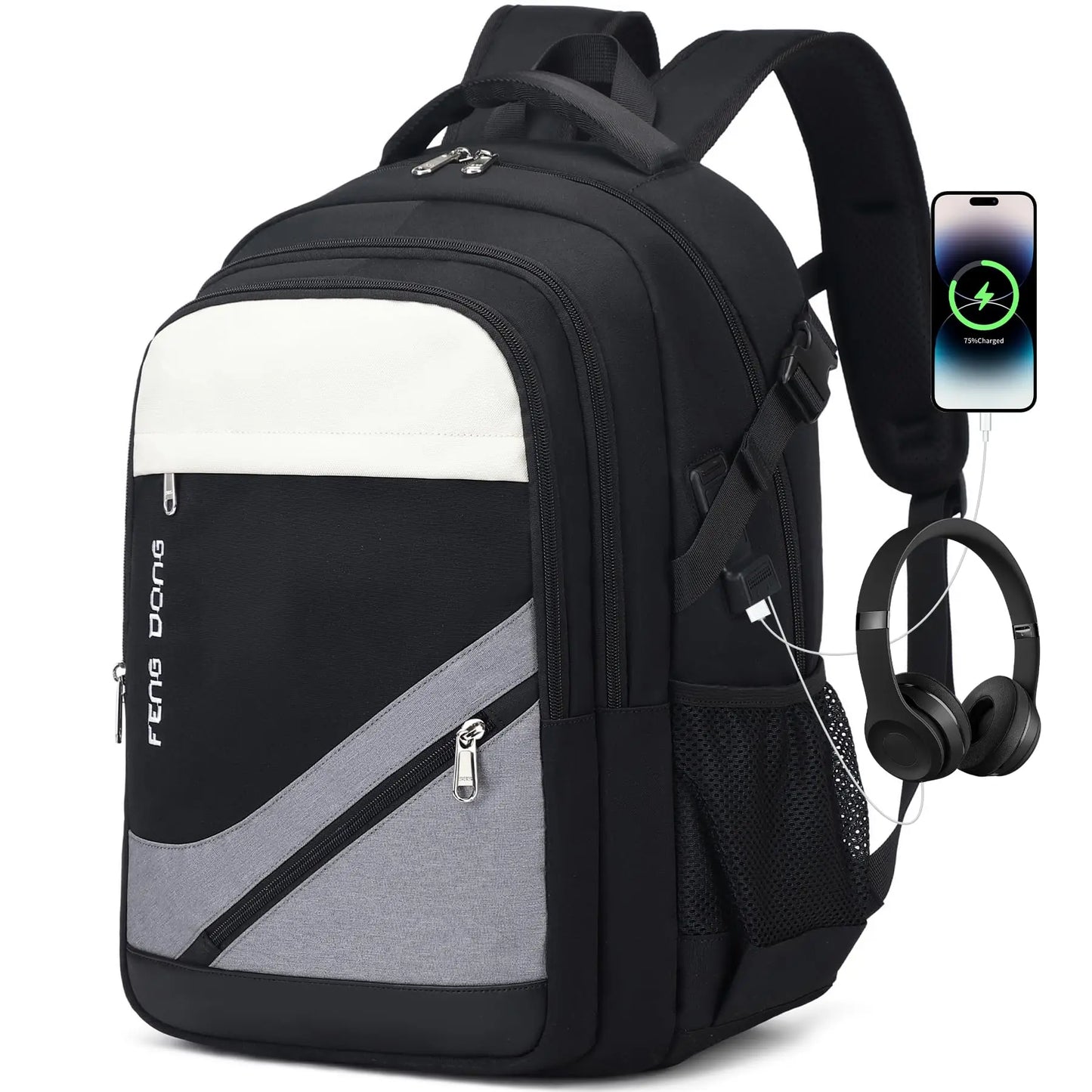 Large Laptop Backpack 17.3 inch Durable Waterproof Travel College Backpack Bookbag for Men & Women Business Backpack with USB Ch