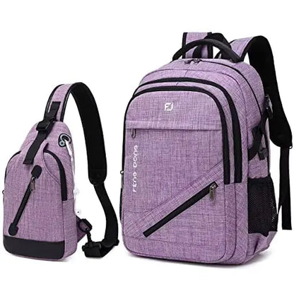 Large Laptop Backpack 17.3 inch Waterproof Travel College Backpack Bookbag,Crossbody Sling Bags for Men & Women