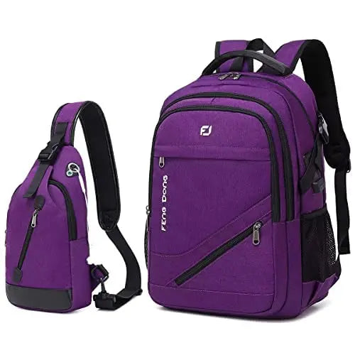 Large Laptop Backpack 17.3 inch Waterproof Travel College Backpack Bookbag,Crossbody Sling Bags for Men & Women