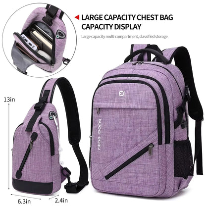 Large Laptop Backpack 17.3 inch Waterproof Travel College Backpack Bookbag,Crossbody Sling Bags for Men & Women
