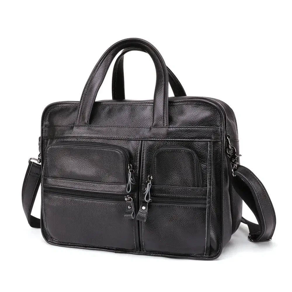 Large Men Genuine Handbags Male Business Office Laptop Men's Leather Travel Shoulder Brand Design Messneger Bag