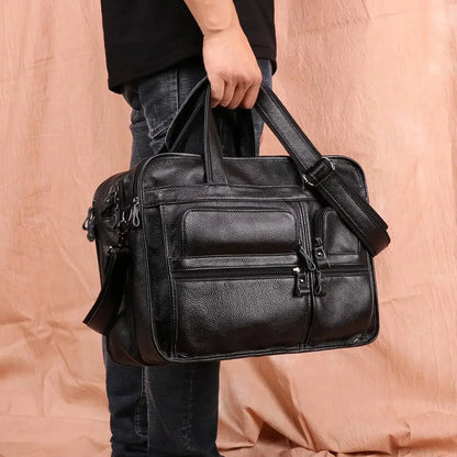 Large Men Genuine Handbags Male Business Office Laptop Men's Leather Travel Shoulder Brand Design Messneger Bag