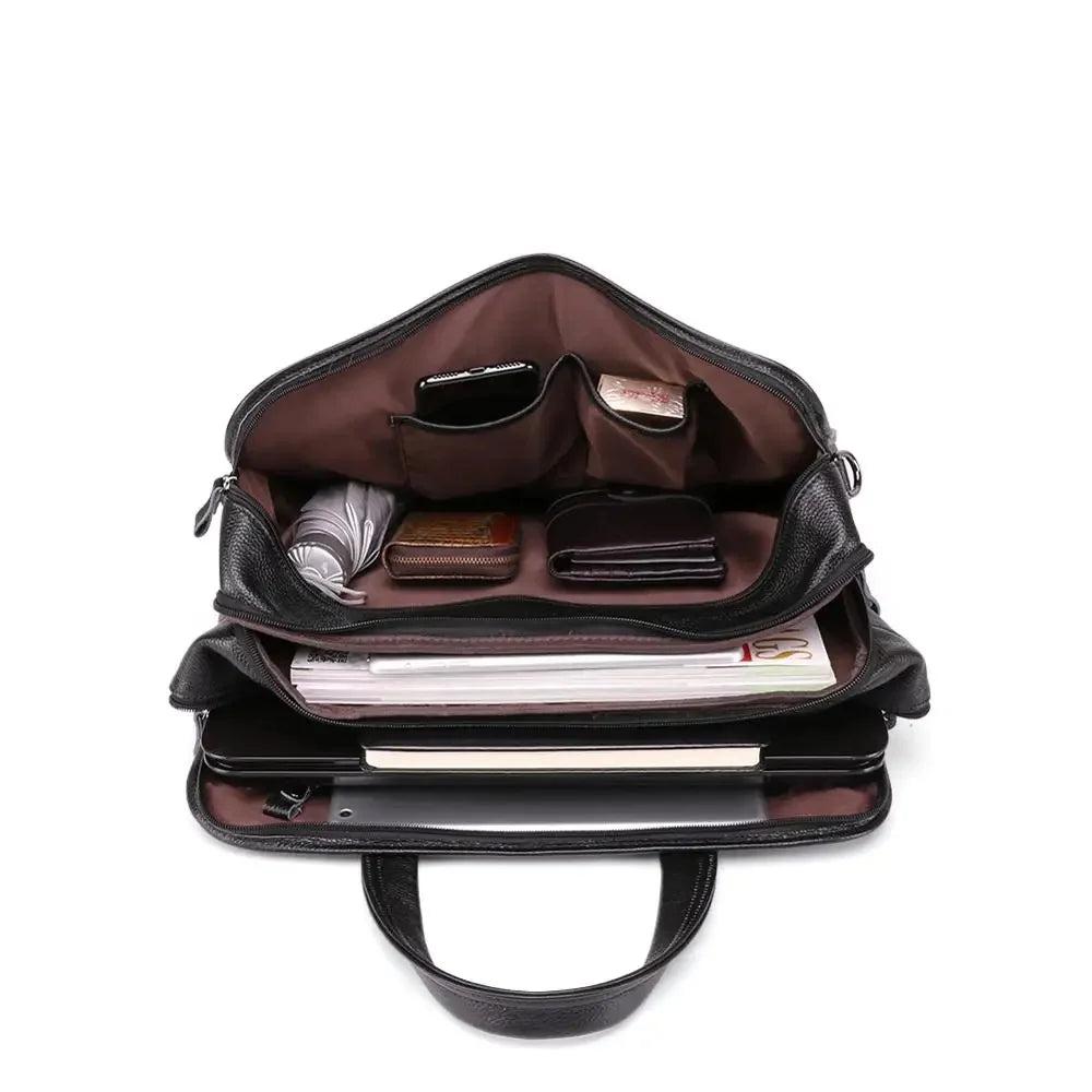 Large Men Genuine Handbags Male Business Office Laptop Men's Leather Travel Shoulder Brand Design Messneger Bag
