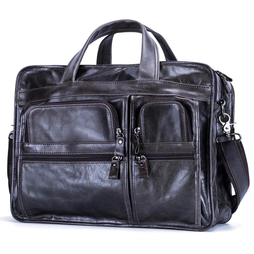Large Men Genuine Handbags Male Business Office Laptop Men's Leather Travel Shoulder Brand Design Messneger Bag