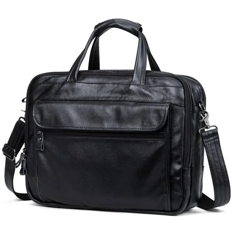 Large Men Handbgs Male Genuine Leather Travel Brifcases Men's 15.6 Inch Laptop Shoulder Business A4 Bag