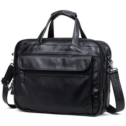Large Men Handbgs Male Genuine Leather Travel Brifcases Men's 15.6 Inch Laptop Shoulder Business A4 Bag