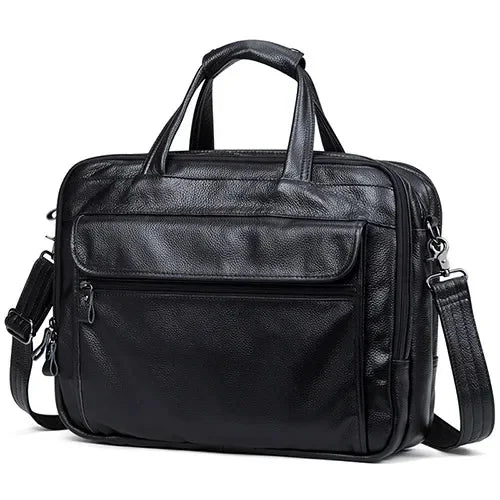 Large Men Handbgs Male Genuine Leather Travel Brifcases Men's 15.6 Inch Laptop Shoulder Business A4 Bag