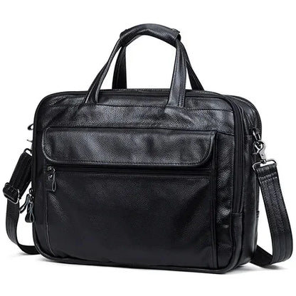 Large Men Handbgs Male Genuine Leather Travel Brifcases Men's 15.6 Inch Laptop Shoulder Business A4 Bag
