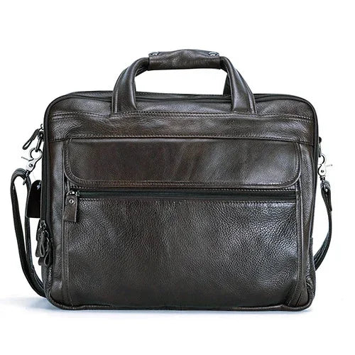 Large Men Handbgs Male Genuine Leather Travel Brifcases Men's 15.6 Inch Laptop Shoulder Business A4 Bag