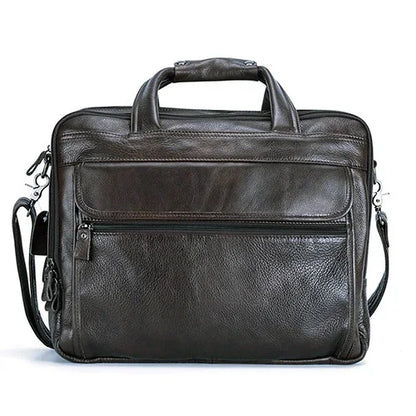 Large Men Handbgs Male Genuine Leather Travel Brifcases Men's 15.6 Inch Laptop Shoulder Business A4 Bag