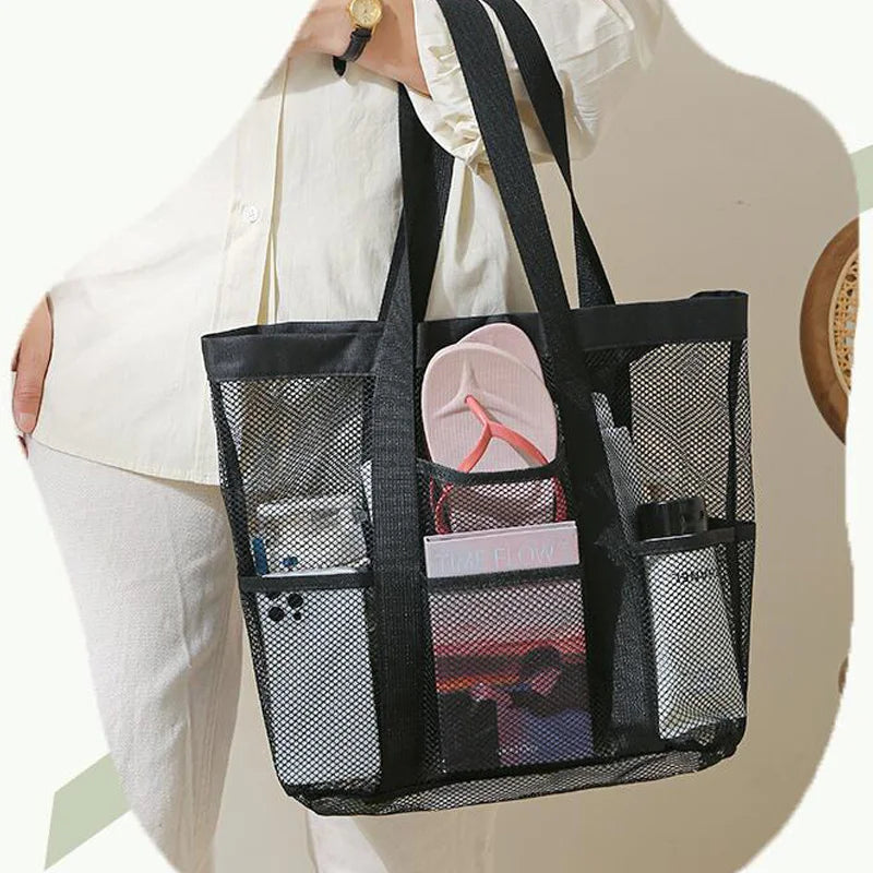 Large Mesh Dive Tote Bag with Separated Inner Compartment,Portable Shower  with Durable Handle
