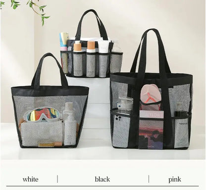 Large Mesh Dive Tote Bag with Separated Inner Compartment,Portable Shower  with Durable Handle