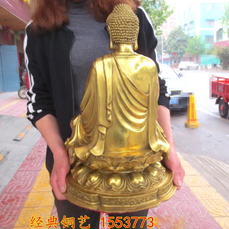 Large RARE -bless family Safety Health luck Talisman home Temple Hall efficacious Protection GOLDEN Buddhism Buddha statue