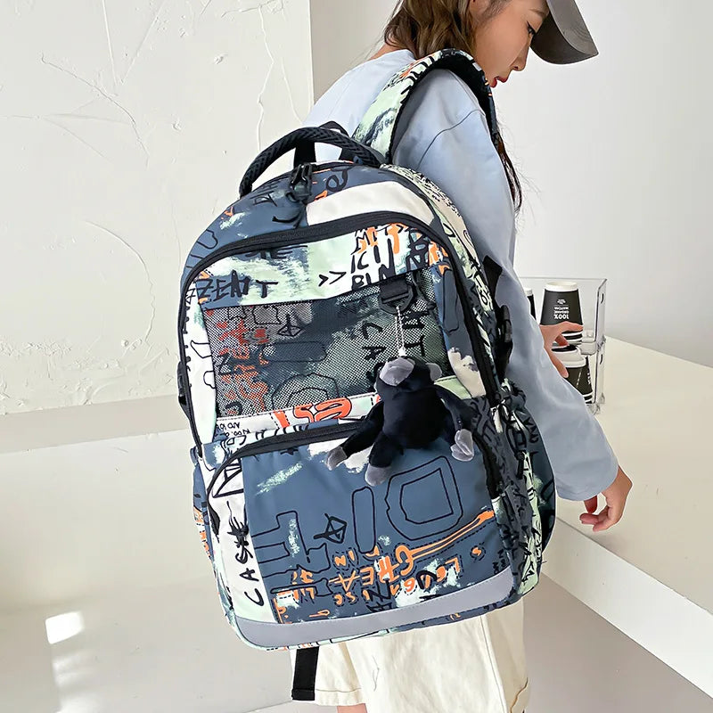 Large School Bags for Teenagers Boys Travel Backpack Schoolbags Graffiti Rucksack Laptop Bagpacks Cute Book Bags Mochila Escolar