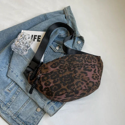 Large Size Leopard Prints Chest Bags For Women Canvas Large Capacity Shoulder Crossbody Bag 2024 Summer Latest Waist Fanny Pack