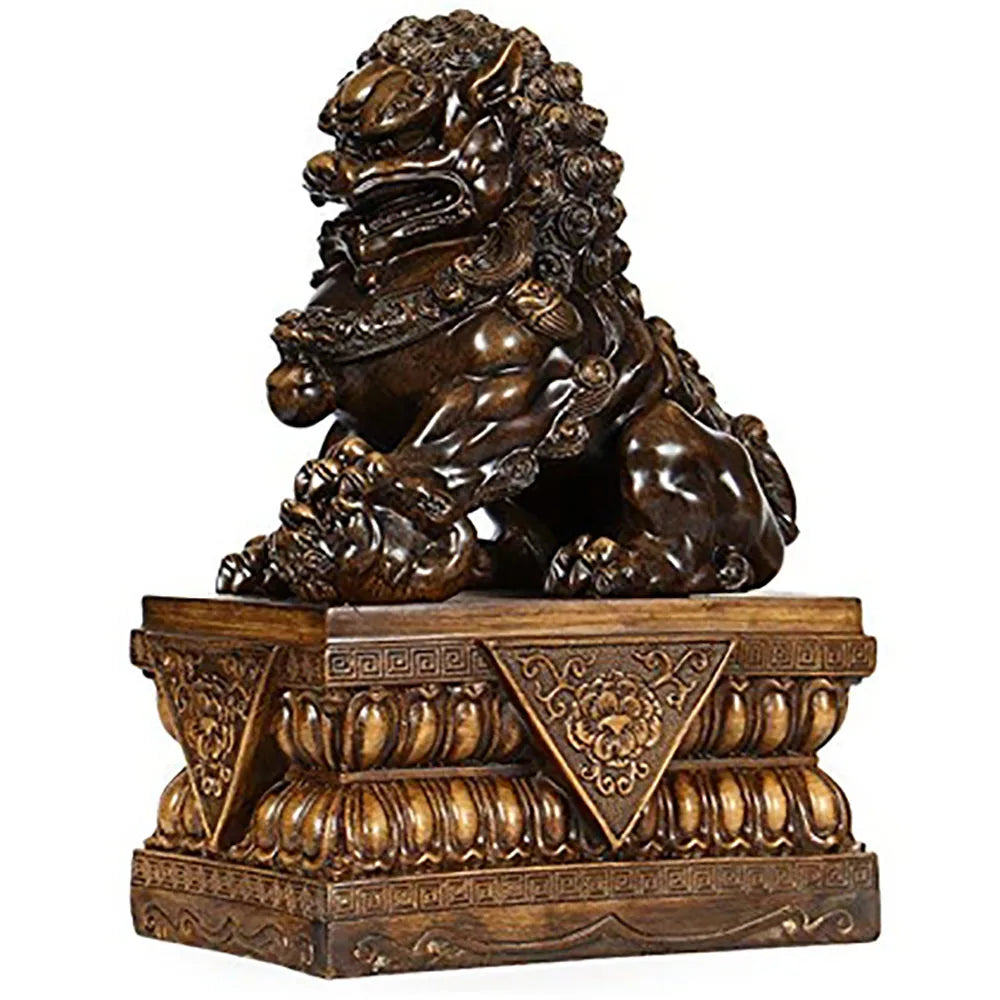 Large Size Wealth Porsperity Pair of Fu Foo Dogs Guardian Lion Statues Best Housewarming Congratulatory Gift Feng Shui Décor