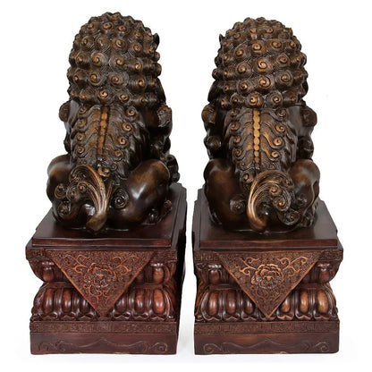 Large Size Wealth Porsperity Pair of Fu Foo Dogs Guardian Lion Statues Best Housewarming Congratulatory Gift Feng Shui Décor