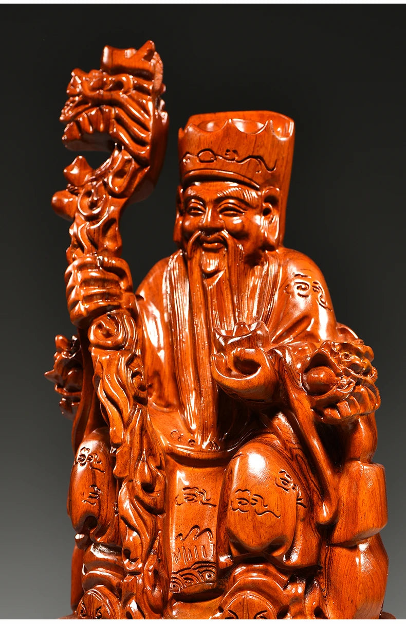 Large Southeast Aisa Wood carving TU DI GONG God of wealth buddha statue bless safety healthy thriving business Money Good luck