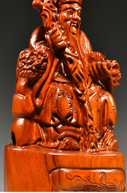 Large Southeast Aisa Wood carving TU DI GONG God of wealth buddha statue bless safety healthy thriving business Money Good luck