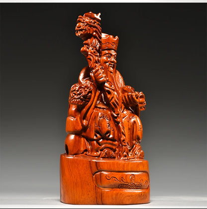 Large Southeast Aisa Wood carving TU DI GONG God of wealth buddha statue bless safety healthy thriving business Money Good luck