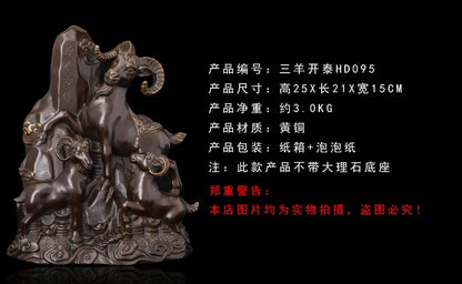 Large  TOP COOL Asia HOME OFFICE company SHOP Talisman Auspicious SAN YANG KAI TAI 3 Goats GOOD LUCK FENG SHUI bronze art statue