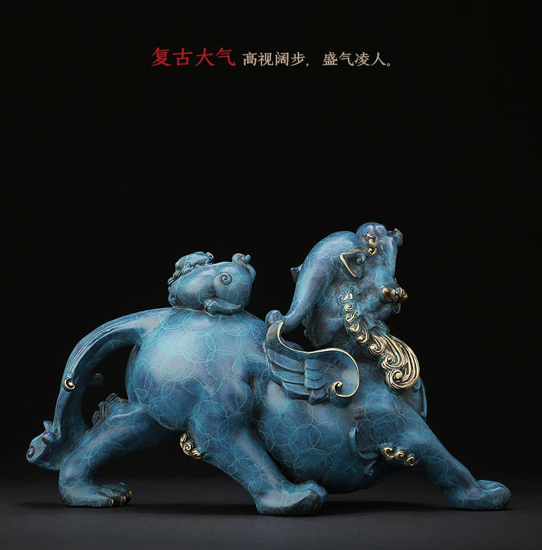 Large TOP grade bless family home Safety business Shop wealth efficacious Talisman FENG SHUI brass lightning PI XIU statue