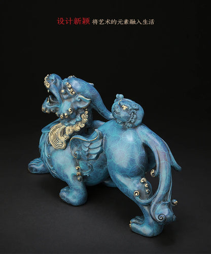 Large TOP grade bless family home Safety business Shop wealth efficacious Talisman FENG SHUI brass lightning PI XIU statue