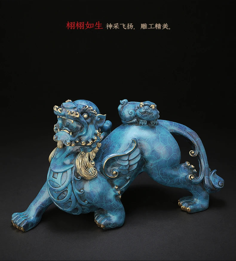 Large TOP grade bless family home Safety business Shop wealth efficacious Talisman FENG SHUI brass lightning PI XIU statue
