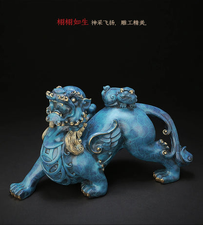 Large TOP grade bless family home Safety business Shop wealth efficacious Talisman FENG SHUI brass lightning PI XIU statue