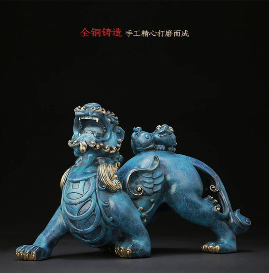 Large TOP grade bless family home Safety business Shop wealth efficacious Talisman FENG SHUI brass lightning PI XIU statue